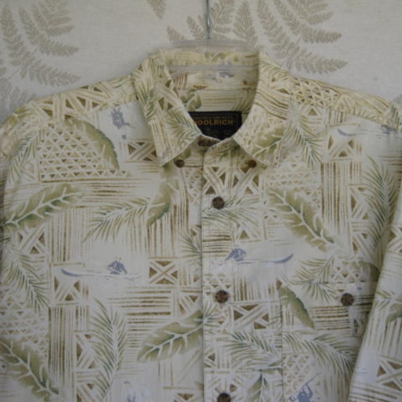 WOOLRICH MEN'S CASUAL TROPICAL BUTTON-DOWN SHIRT - Picture 2 of 8